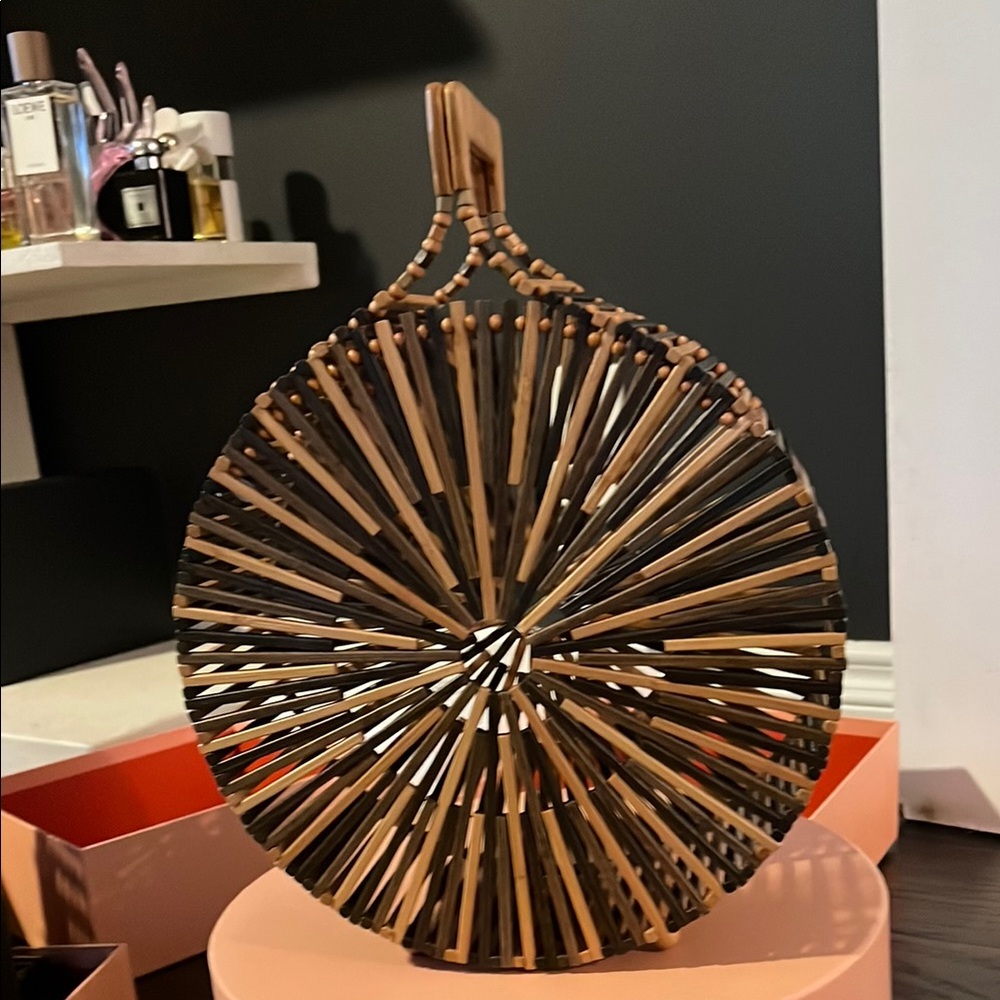 cult gaia luna round bamboo bag multi color